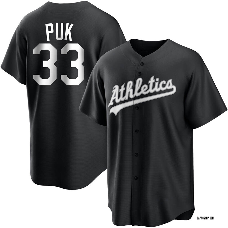 A.J. Puk Youth Oakland Athletics Jersey - Black/White Replica