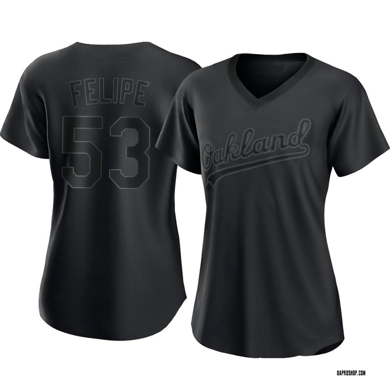 Angel Felipe Women's Oakland Athletics Alternate Jersey - Black Holographic  Replica