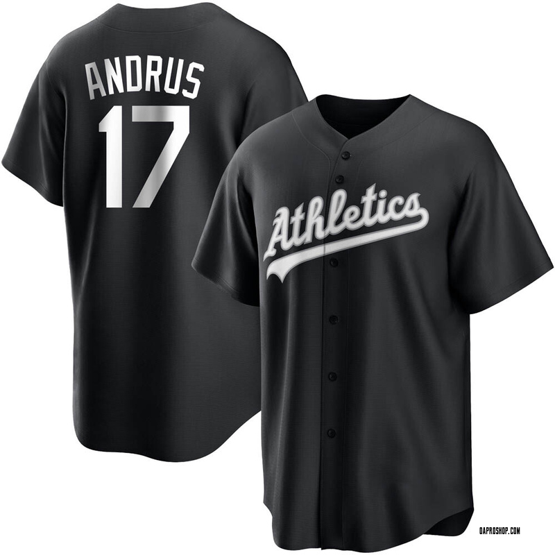 Replica Elvis Andrus Men's Oakland Athletics White Black/ Jersey