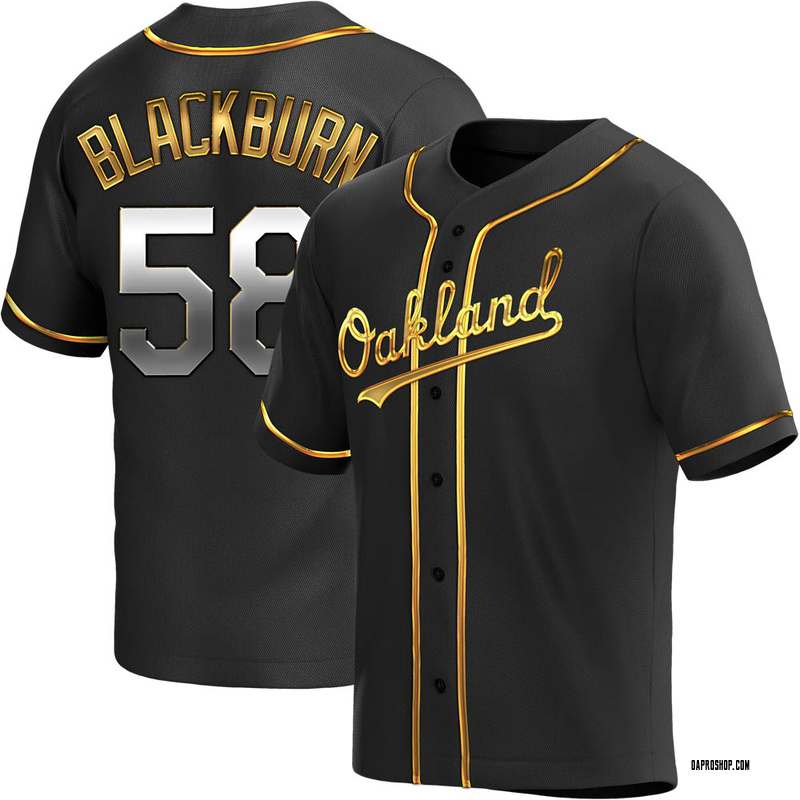 Men's Majestic Oakland Athletics Paul Blackburn Black Cool Base Gray Road  Jersey - Replica