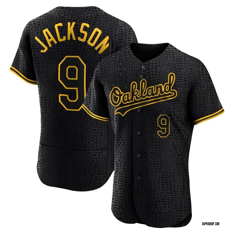 Reggie Jackson Men's Oakland Athletics Snake Skin City Jersey - Black  Authentic