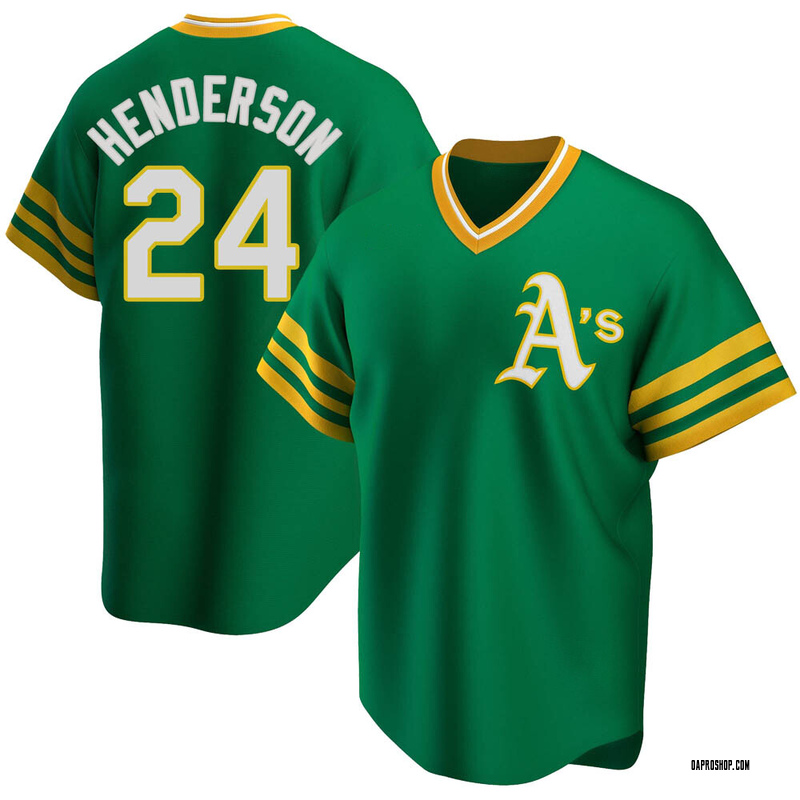 Rickey Henderson Youth Oakland Athletics R Road Cooperstown Collection  Jersey - Kelly Green Replica