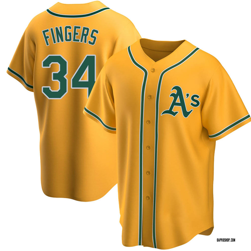 Rollie Fingers Men's Oakland Athletics Throwback Jersey - Gold Replica