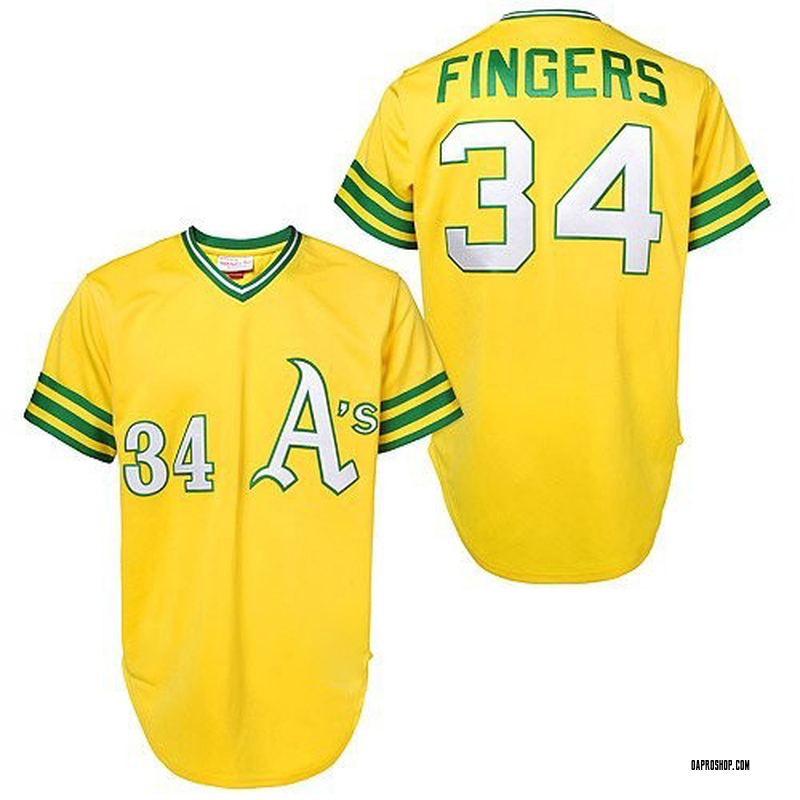 Rollie Fingers Men's Oakland Athletics Throwback Jersey - Gold Authentic